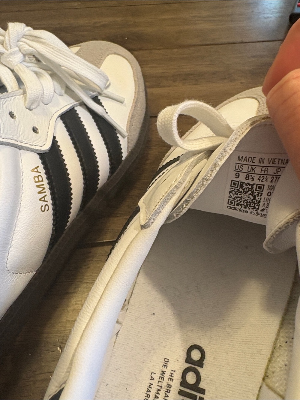 adidas Samba Leather Sneaker - White, Black, Grey - Picture 6 of 6